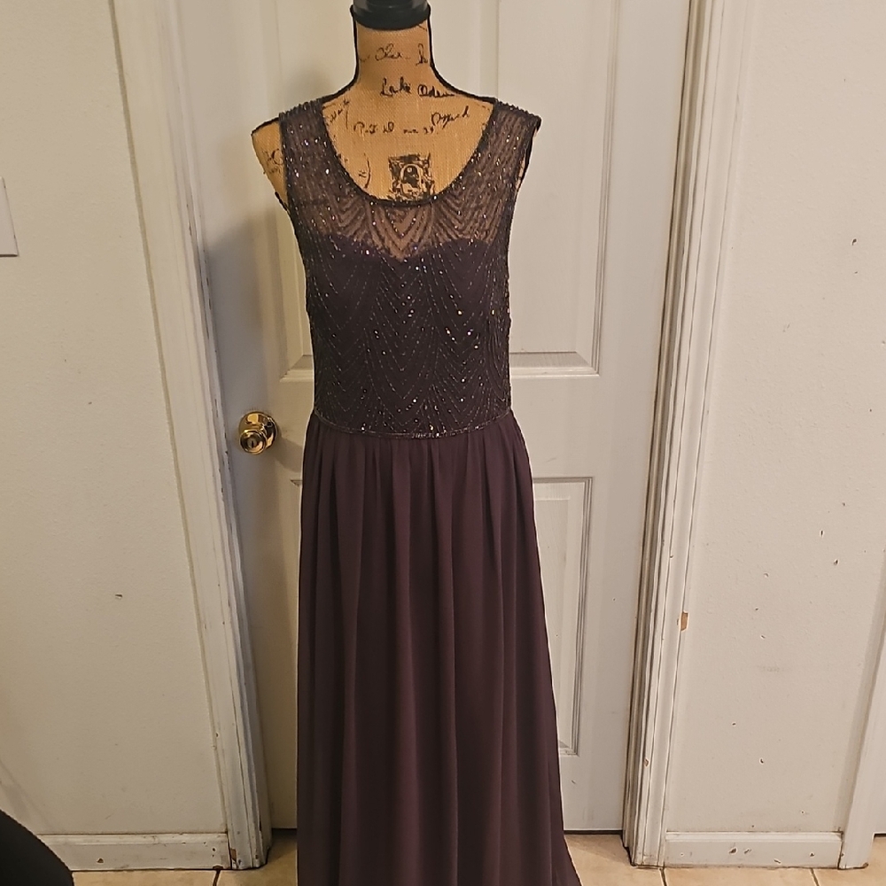 David's Bridal Deep Purple Maxi Dress